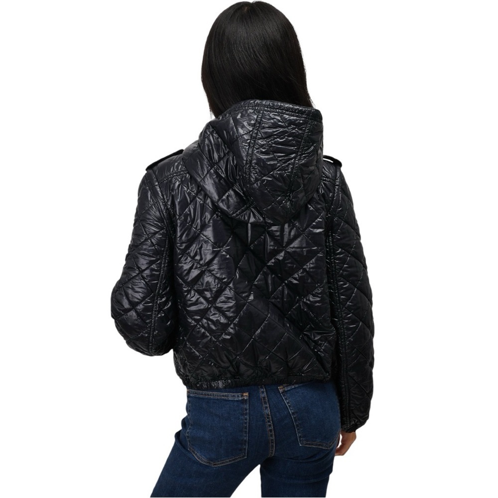 BURBERRY BRIT BLACK QUILTED PADDED DETACHABLE SLEEVE JACKET - Picture 2 of 10